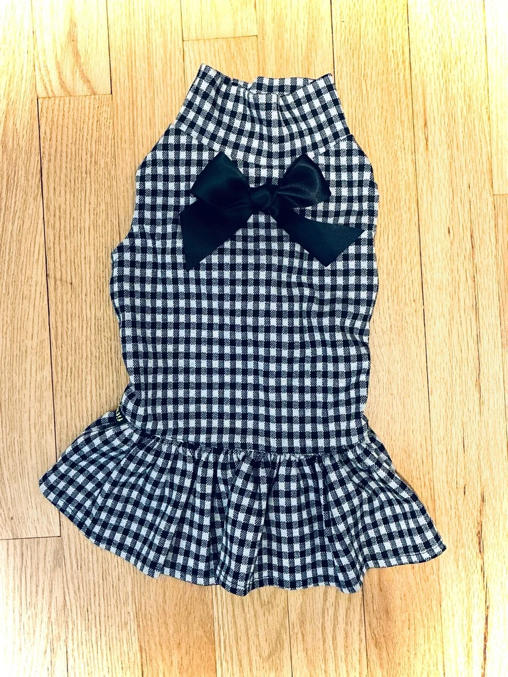 NWT Black/White Buffalo Plaid Dog Dress, Size Medium